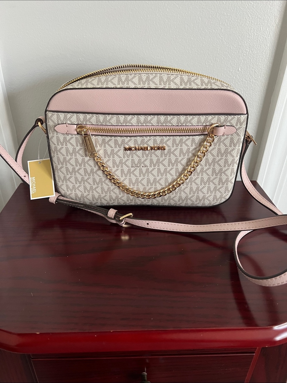 Michael Kors Pale Pink Signature Logo Crossbody Bag